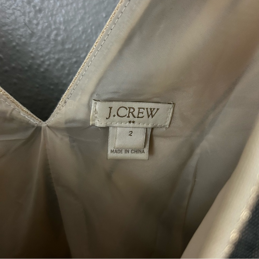 J. Crew Metallic Gold Striped Fit & Flare Mini Dress Size 2 Cocktail Party Glam - Picture 11 of 13